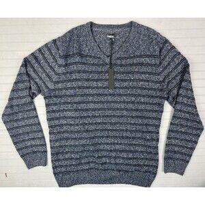 Commerce Size XXL Mens Sweater Blue Stripe V Neck Rib Hem Cuffs Pullover